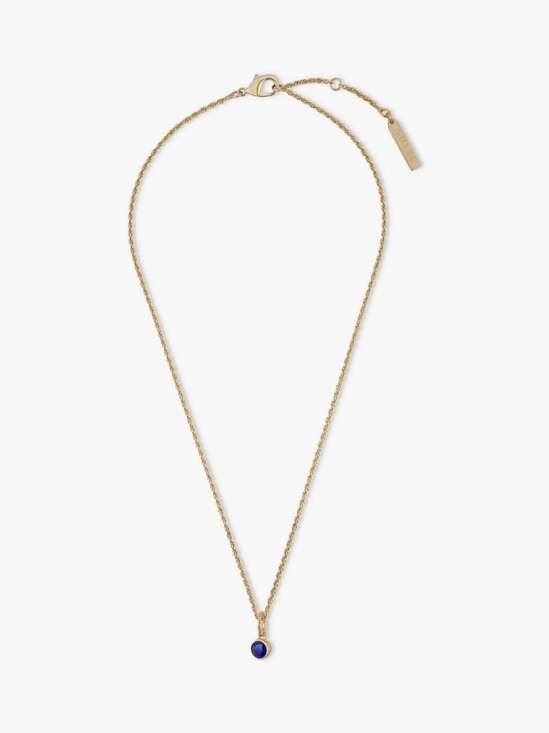TUTTI Lapis birthstone necklace gold pendant adjustable chain - British product