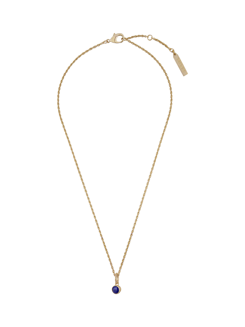 TUTTI Lapis birthstone necklace gold pendant adjustable chain - British product