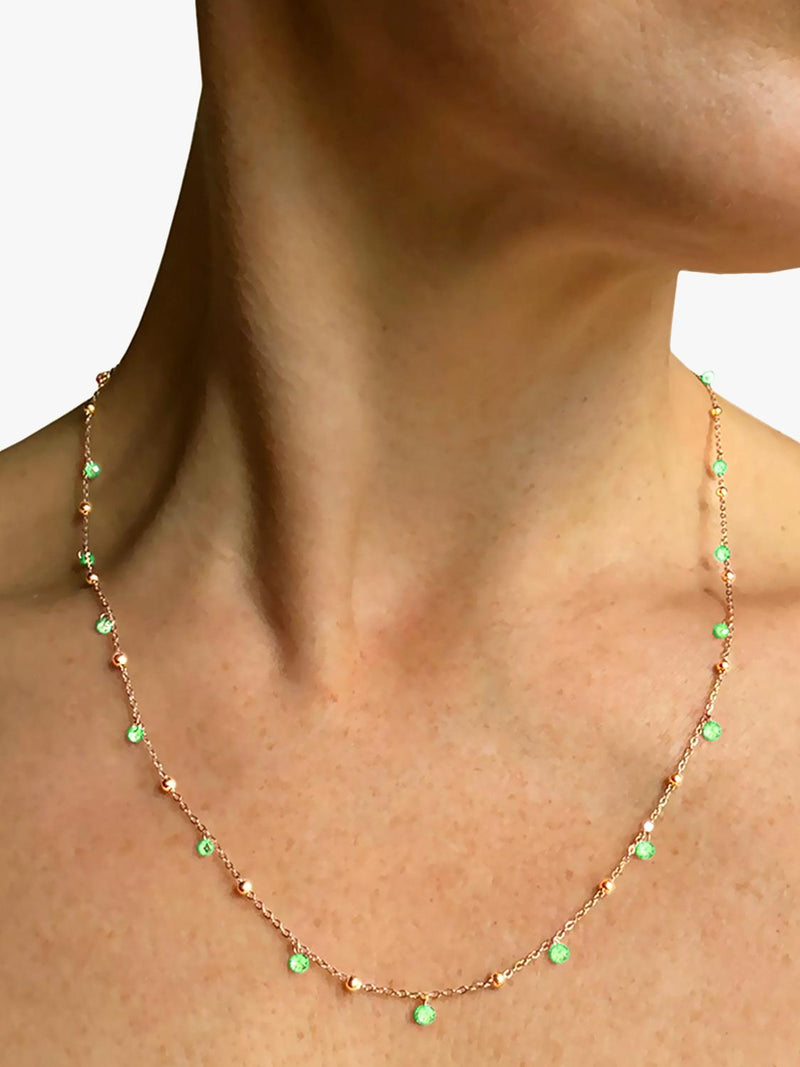 Nina B Tivoli necklace blue green cubic zirconia gold chain, UK version