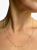 Nina B Tivoli necklace blue green cubic zirconia gold chain, UK version