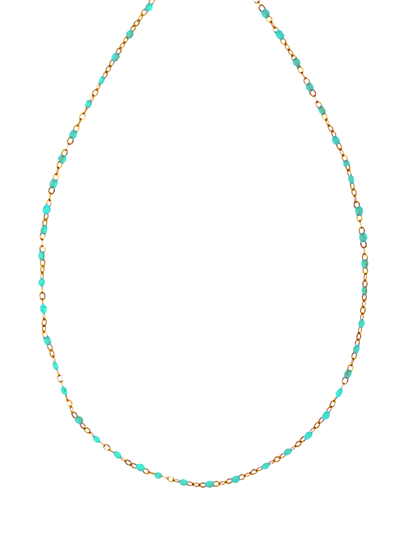 Nina B Tivoli enamel bead necklace gold turquoise 45cm - British product