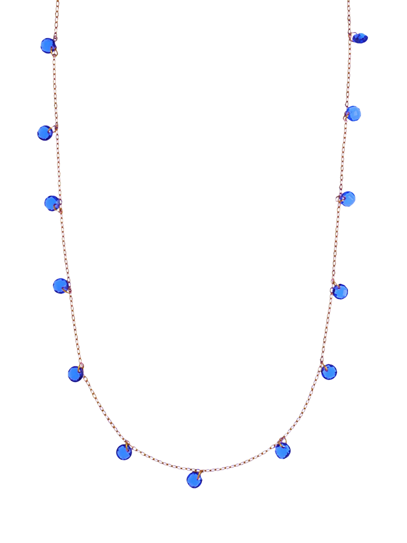 Nina B Tivoli crystal bead necklace gold blue, imported from the UK