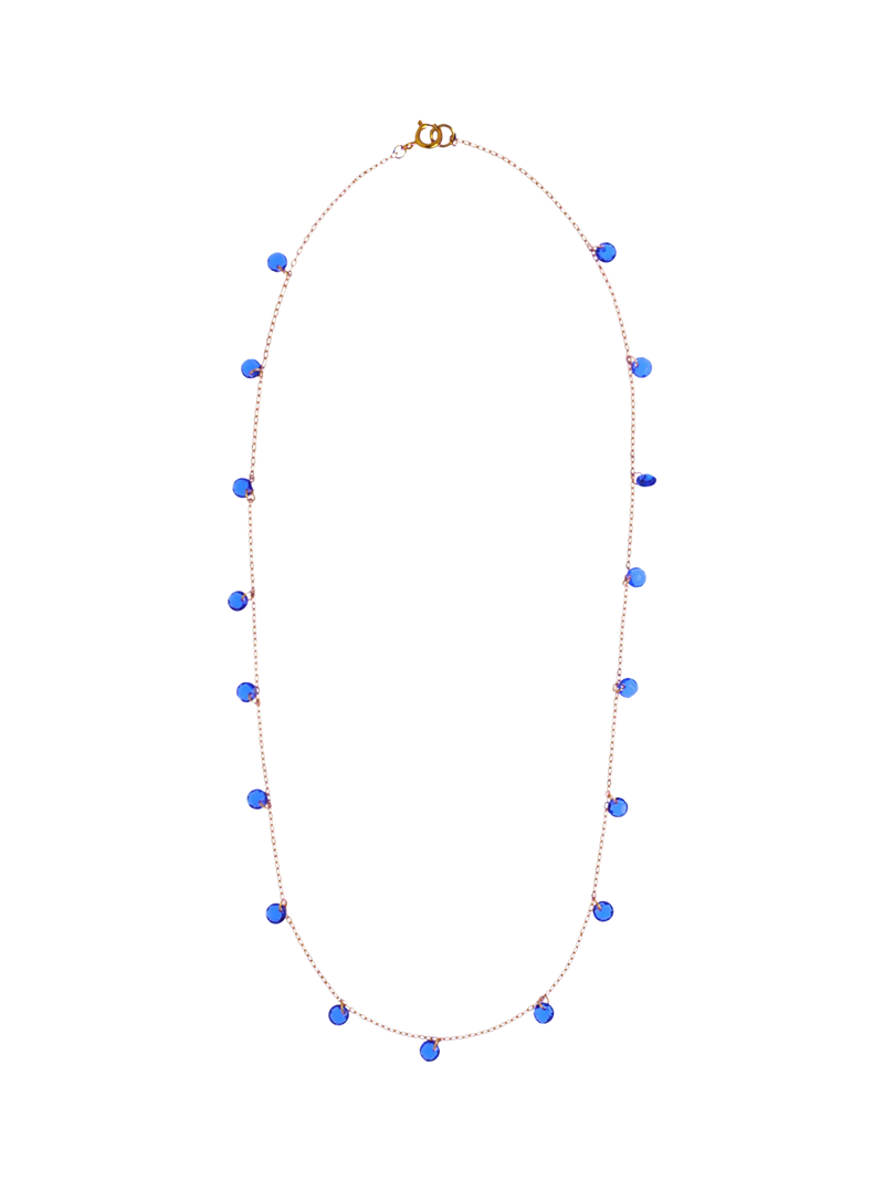 Nina B Tivoli crystal bead necklace gold blue, imported from the UK