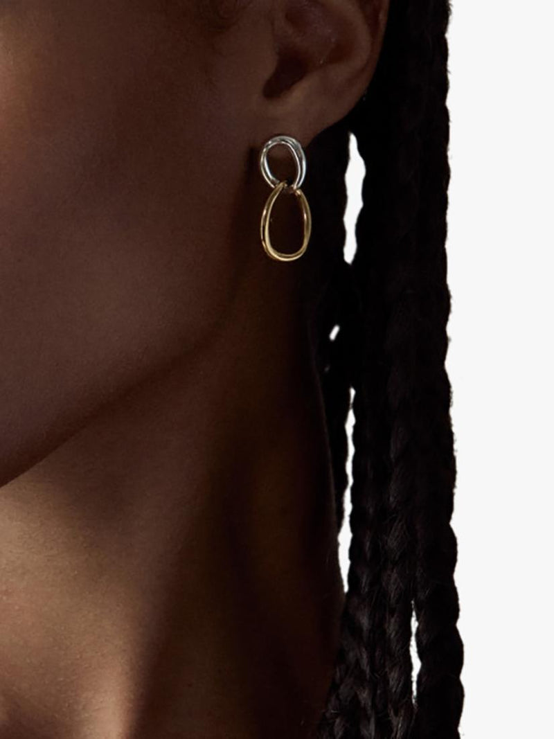 Dinny Hall Wave double drop earrings gold silver, imported from the UK