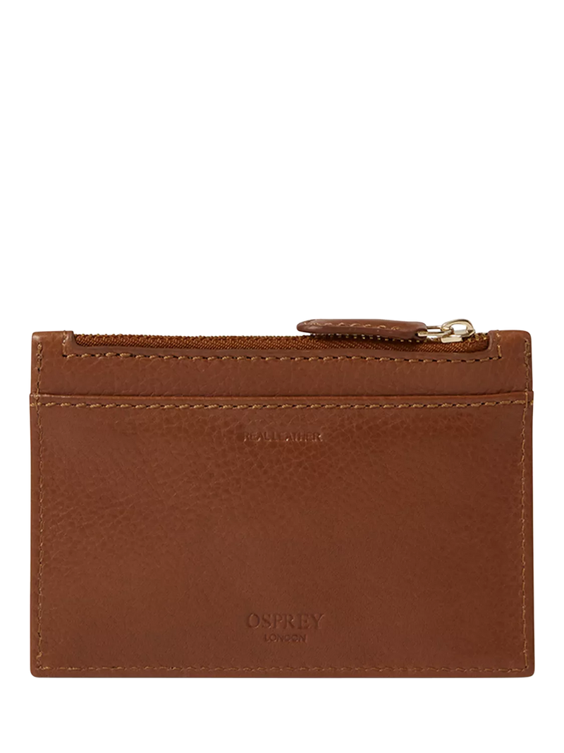 OSPREY LONDON Deboss East West Leather Zip Top Card Holder