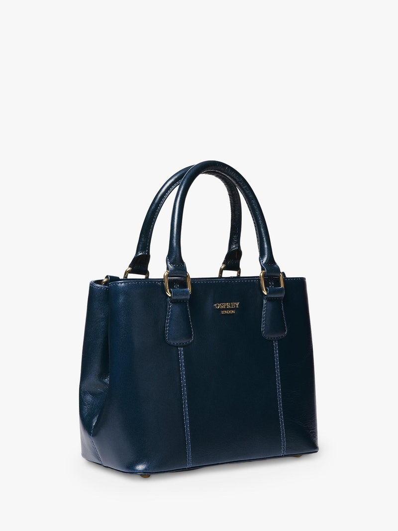OSPREY LONDON Mini Adaline grab bag in French Navy leather (British brand)