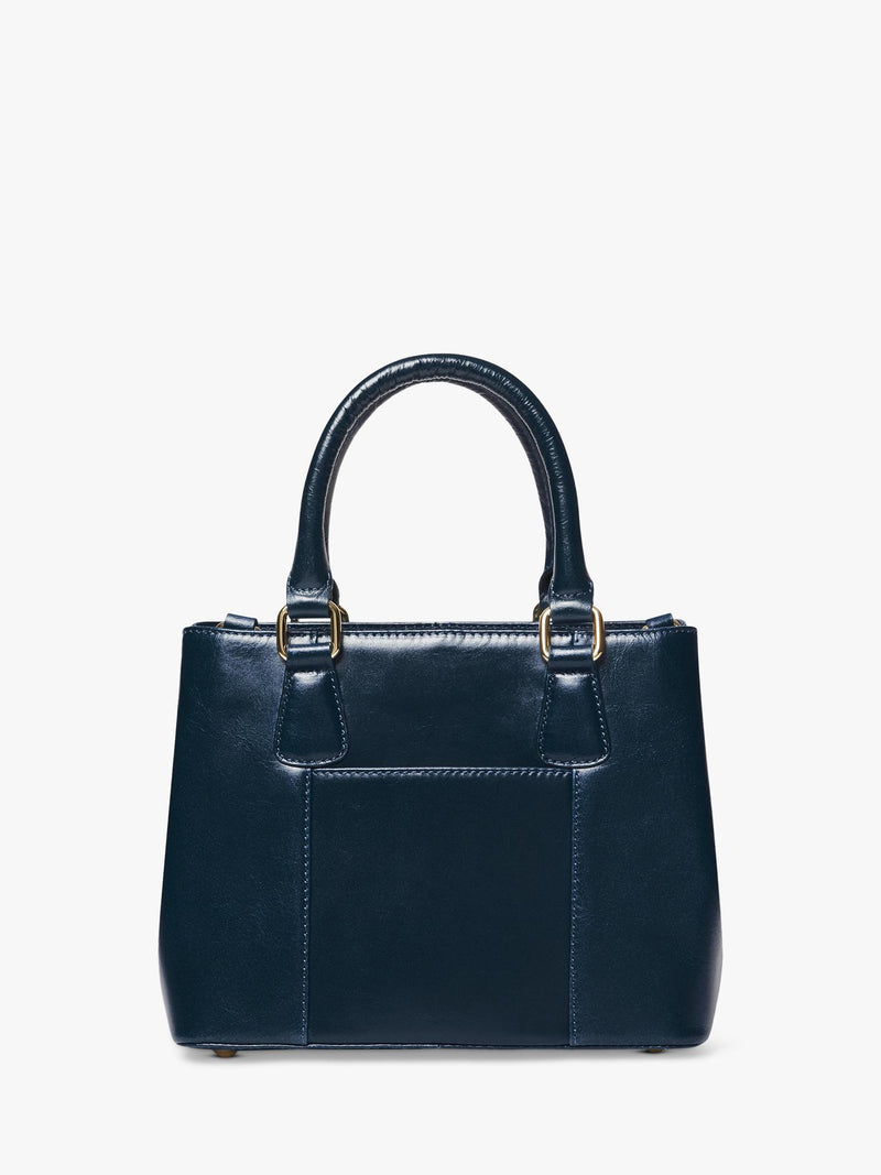 OSPREY LONDON Mini Adaline grab bag in French Navy leather (British brand)