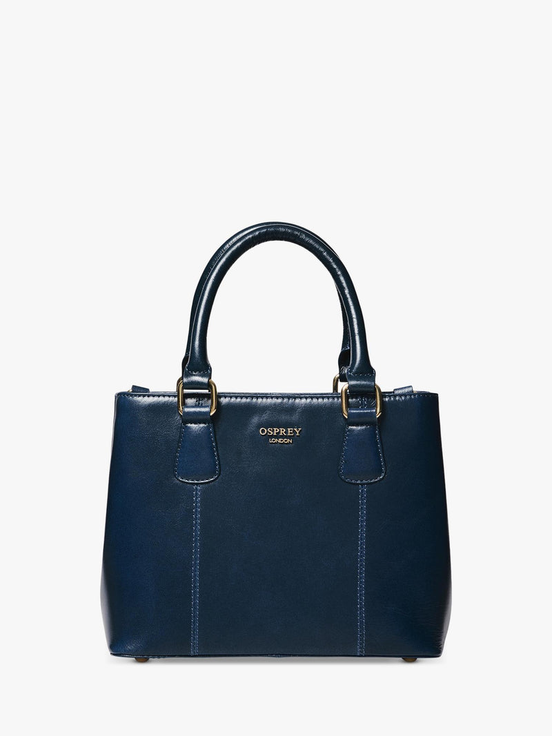 OSPREY LONDON Mini Adaline grab bag in French Navy leather (British brand)