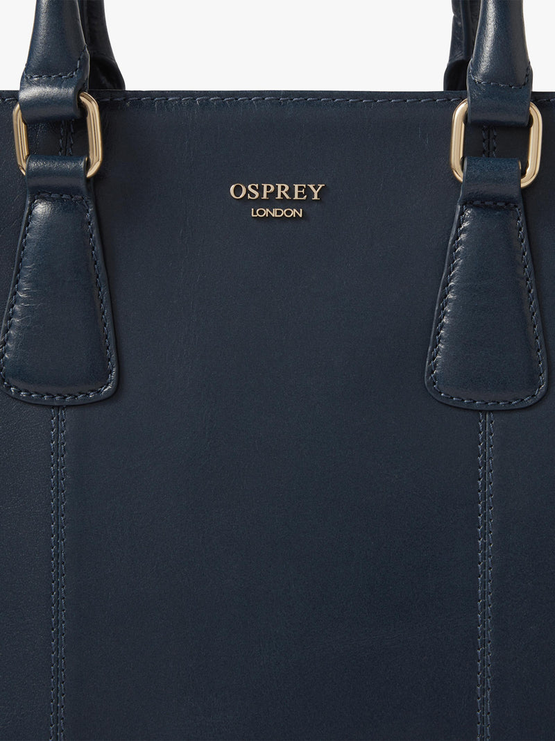 OSPREY LONDON Adaline leather work bag French Navy, UK version
