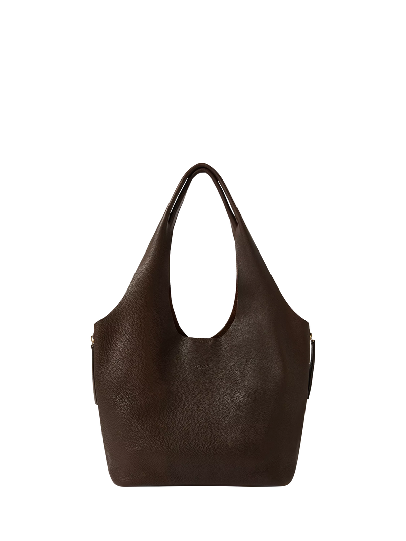 OSPREY LONDON Leather Slouch Hobo Bag, Chocolate