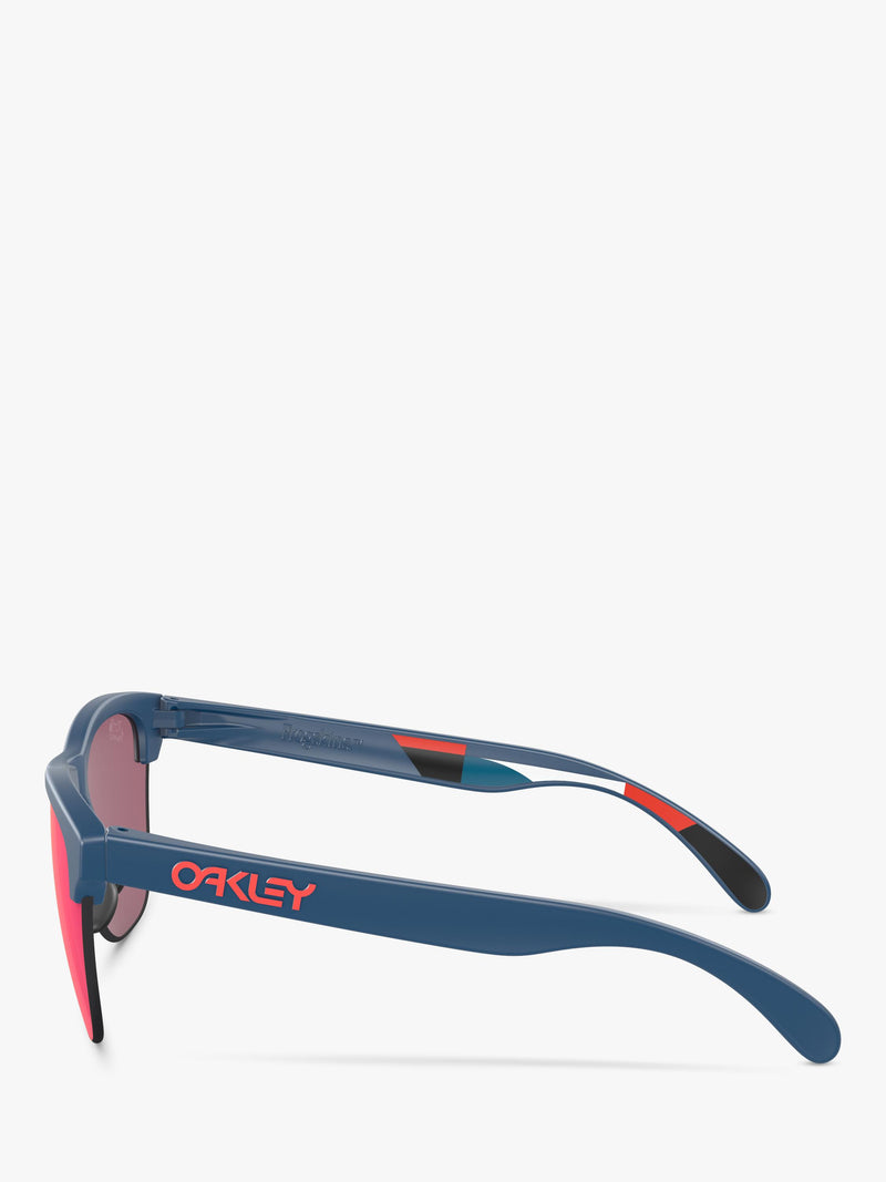 Oakley OO9374 square sunglasses with mirrored pink lenses, imported from the UK
