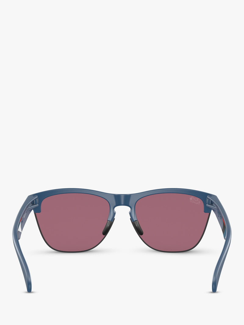 Oakley OO9374 square sunglasses with mirrored pink lenses, imported from the UK
