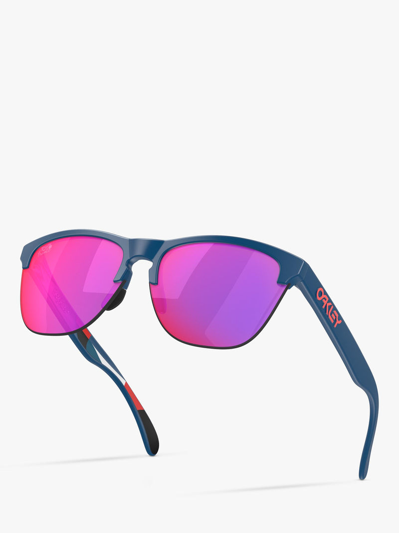 Oakley OO9374 square sunglasses with mirrored pink lenses, imported from the UK