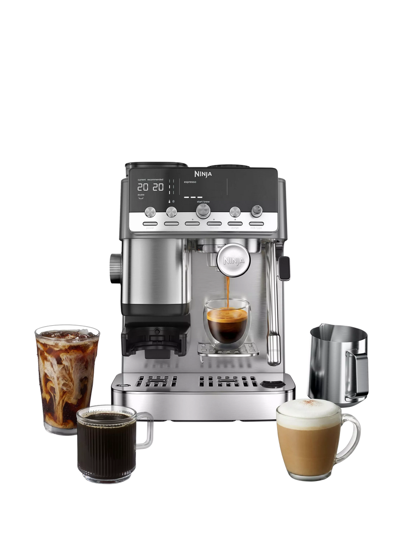 Ninja Luxe Café Mini Plus stainless steel bean to cup coffee machine, UK version
