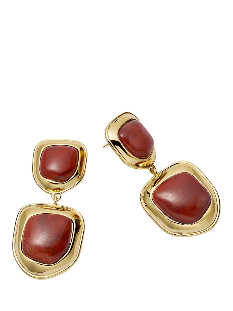 Daisy London Away That Day gold jasper stud earrings, imported from the UK