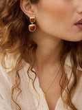 Daisy London Away That Day gold jasper stud earrings, imported from the UK