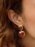 Daisy London Away That Day gold jasper stud earrings, imported from the UK