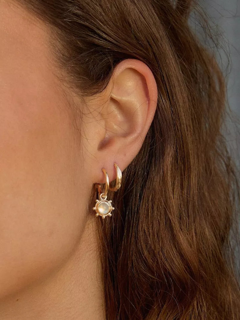 Daisy London moonstone drop earrings gold plated, imported from the UK