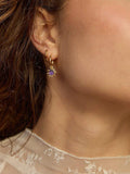 Daisy London gold plated amethyst drop earrings, imported from the UK