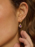 Daisy London gold plated amethyst drop earrings, imported from the UK