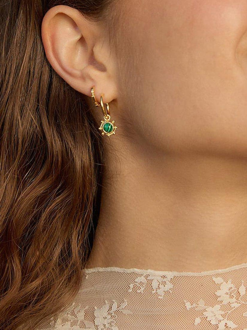Daisy London malachite drop earrings in gold plated sterling silver (British brand)