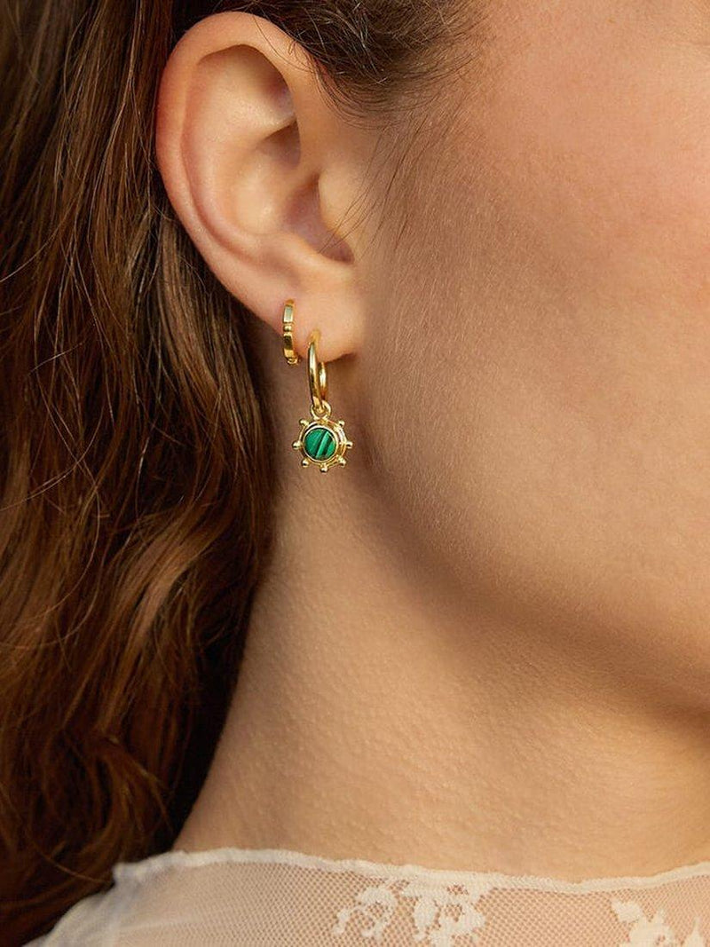 Daisy London malachite drop earrings in gold plated sterling silver (British brand)