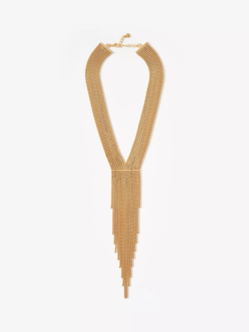 Mint Velvet gold fringe drop necklace 44cm, imported from the UK