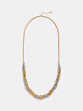 Mint Velvet double strand layered necklace silver gold 82cm, UK version
