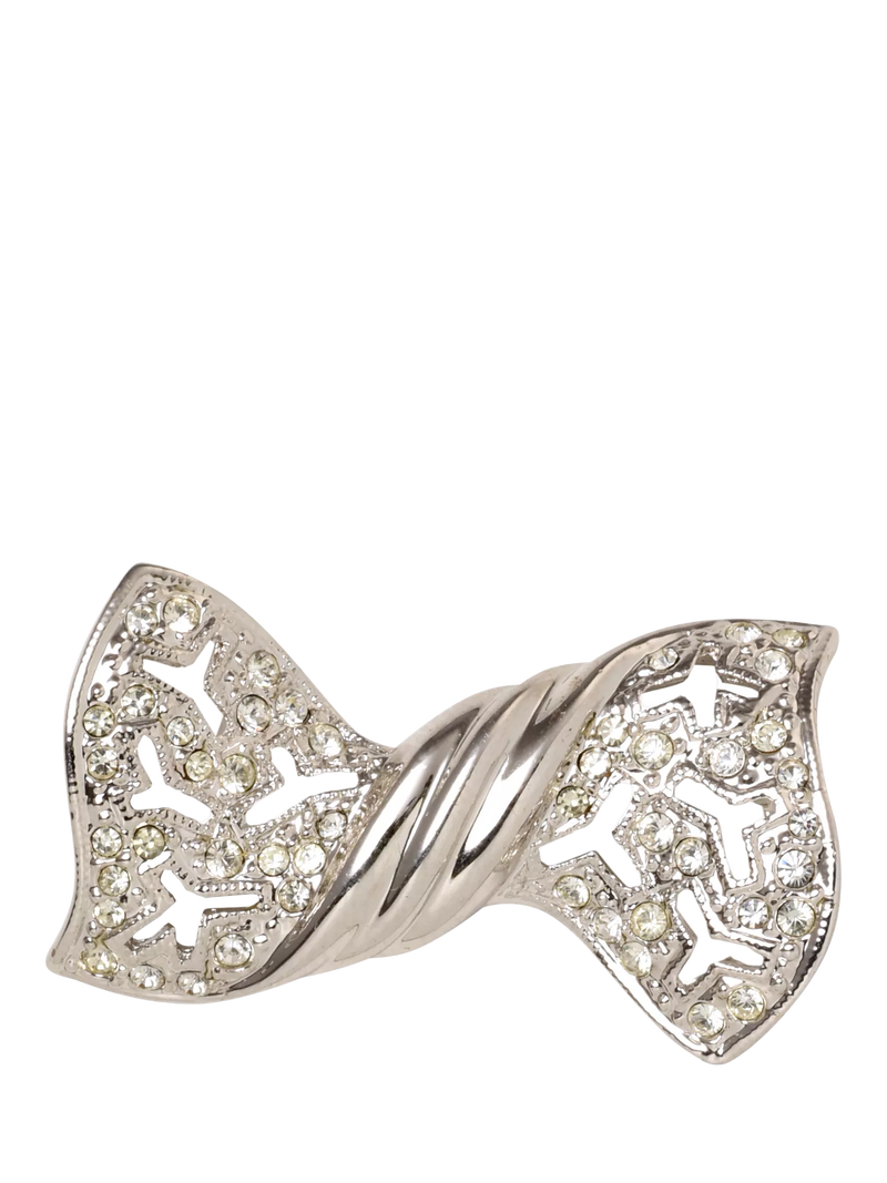 Attwood & Sawyer crystal bow brooch rhodium plated silver UK version