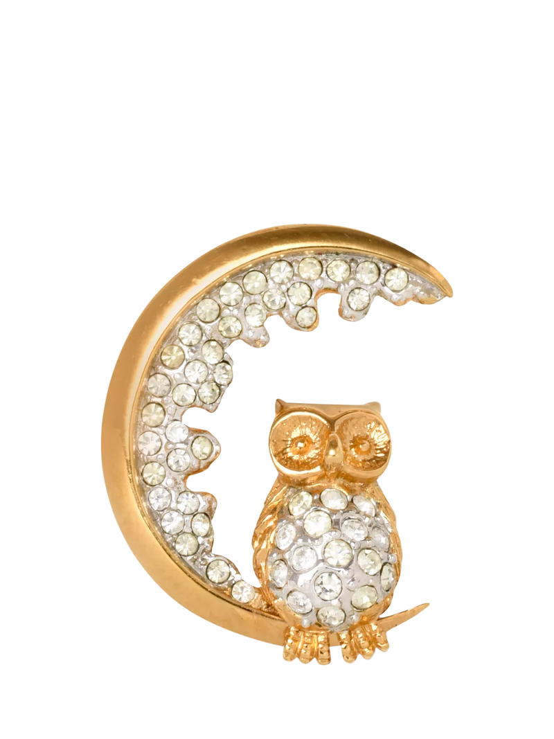 Attwood & Sawyer Swarovski owl brooch, gold plated, imported from the UK