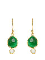 John Lewis Eclectica Pre-Loved Green Agate Drop Hook Earrings- Buy online at McGrocer