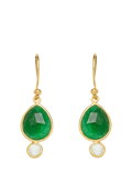 Eclectica pre-loved green agate drop hook earrings - British product