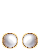 John Lewis Eclectica Pre-loved Cabochon Pearl Clip-On Earrings, Grey- Buy online at McGrocer