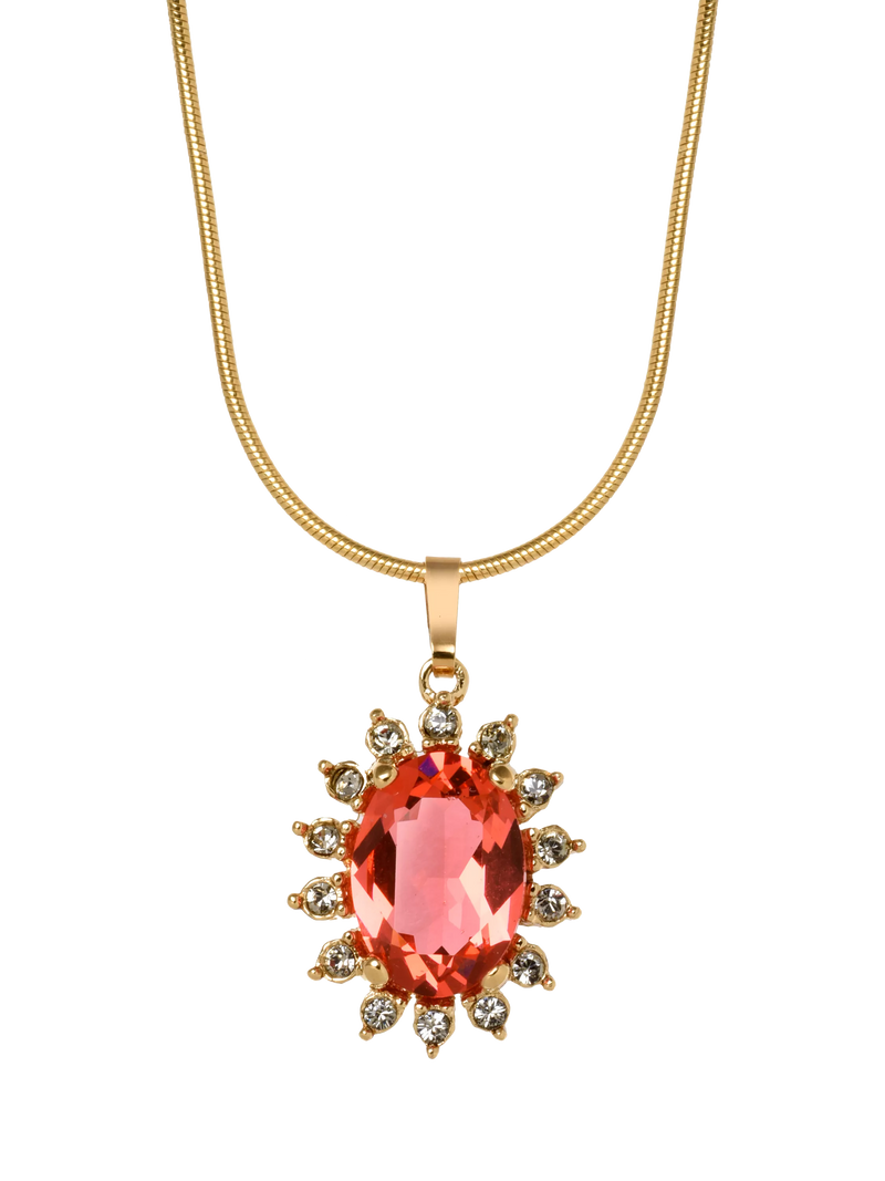 Eclectica pendant necklace with peach glass stone 45cm (British brand)