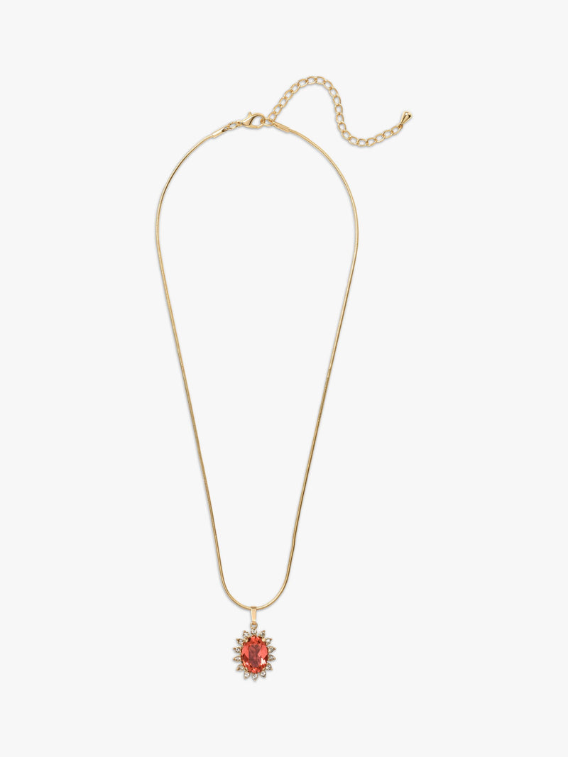 Eclectica pendant necklace with peach glass stone 45cm (British brand)