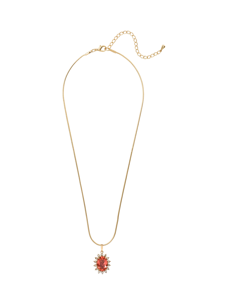 Eclectica pendant necklace with peach glass stone 45cm (British brand)