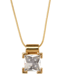 Eclectica pre-loved gold pendant necklace with glass stone, imported from the UK