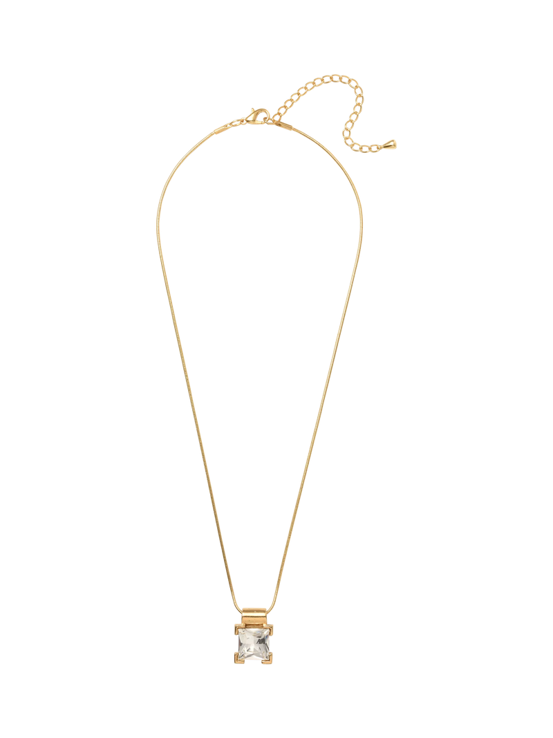 Eclectica pre-loved gold pendant necklace with glass stone, imported from the UK