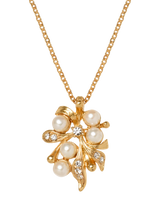 John Lewis Eclectica Pre-loved Vintage Pearl and Crystal Floral Pendant Necklace, Gold/Cream- Buy online at McGrocer