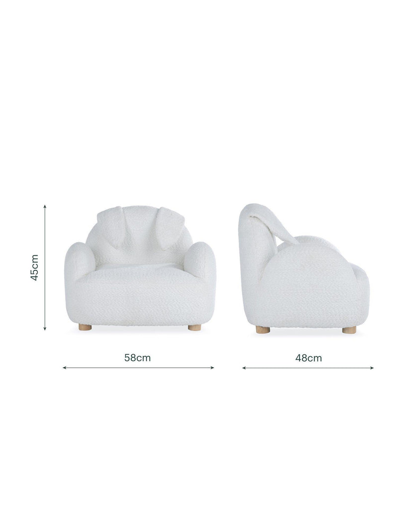 CuddleCo Etta Bunny Kids Chair white, imported from the UK