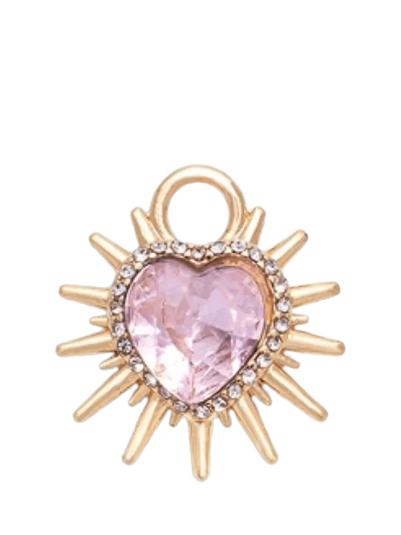 frkl. spiked heart charm gold pink crystal - British product