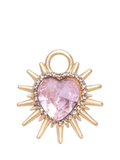frkl. spiked heart charm gold pink crystal - British product