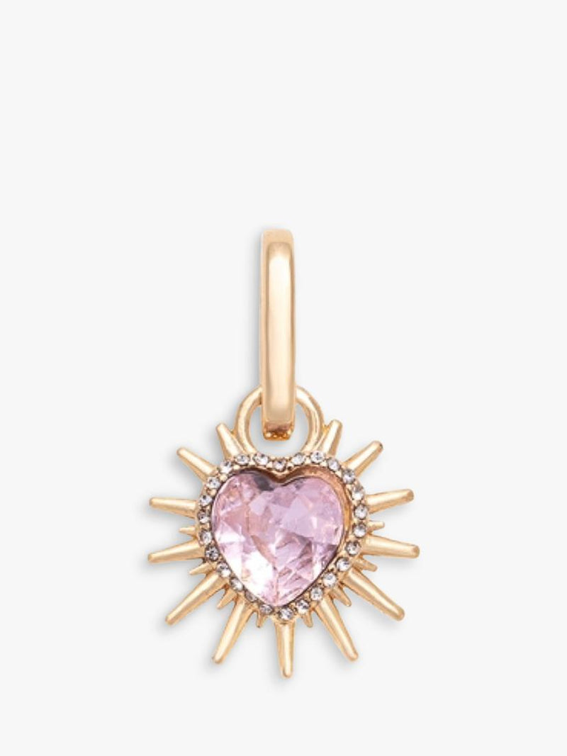 frkl. spiked heart charm gold pink crystal - British product