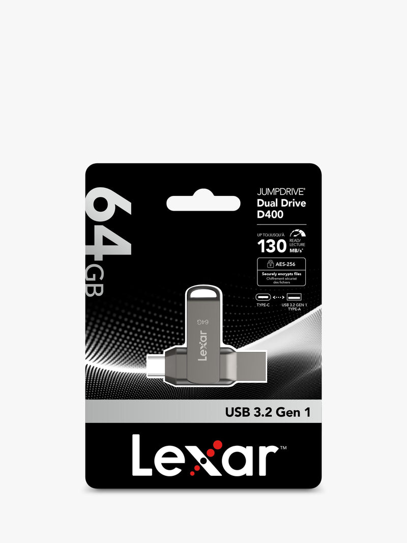 Lexar JumpDrive D400 64GB USB flash drive, imported from the UK
