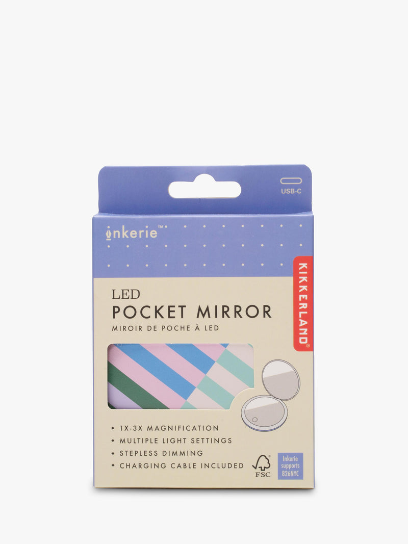Kikkerland LED pocket mirror with adjustable lighting, imported from the UK