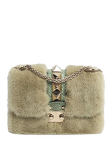 John Lewis Pre-loved Valentino Faux Fur Rockstud Detail Cross Body Bag, Green- Buy online at McGrocer