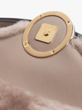 Pre-loved Fendi shearling belt bag taupe with gold hardware, imported from the UK