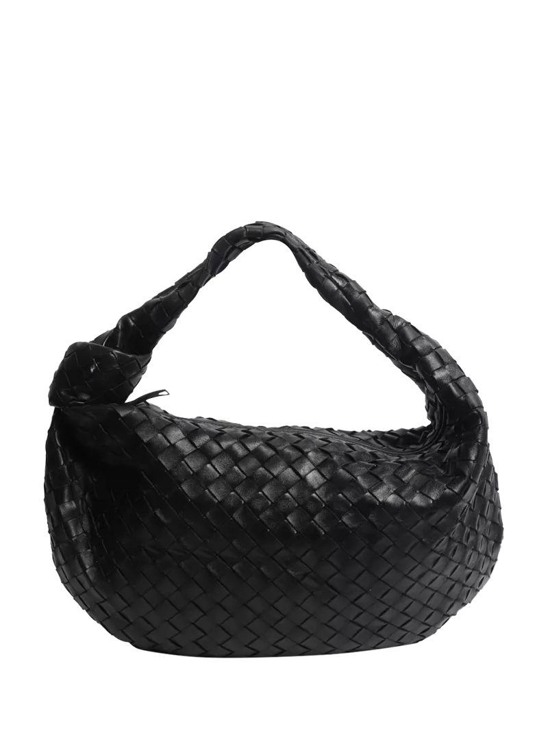 Bottega Veneta black classic Intrecciato lambskin grab bag (British brand)