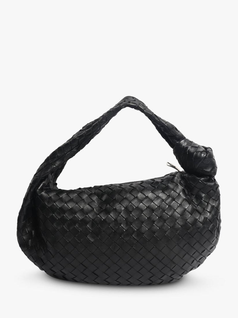 Bottega Veneta black classic Intrecciato lambskin grab bag (British brand)
