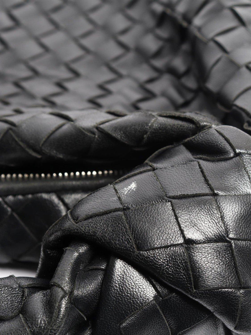 Bottega Veneta black classic Intrecciato lambskin grab bag (British brand)